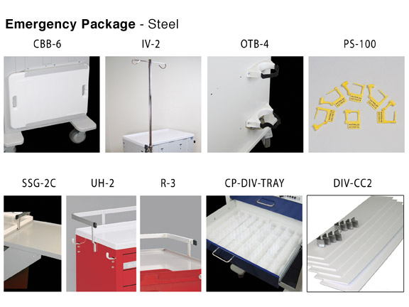 Emergency Cart Package for steel carts